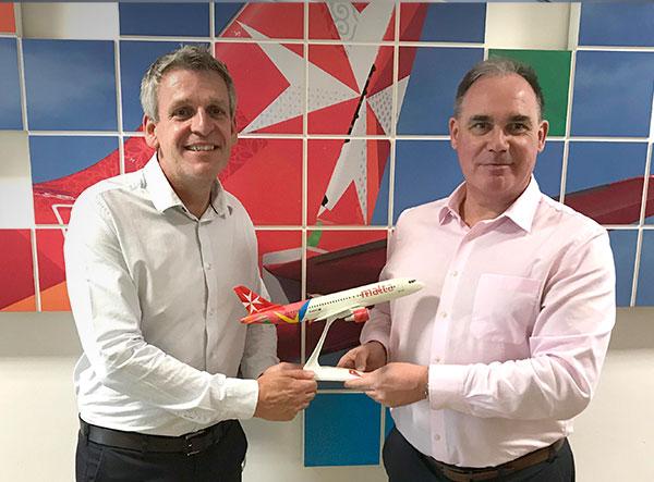 Ian Murray, CEO of Discover the World (left) together with Roy Kinnear, Air Malta’s Chief Comercial Officer